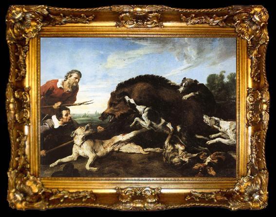 framed  Frans Snyders Wild Boar Hunt, ta009-2
